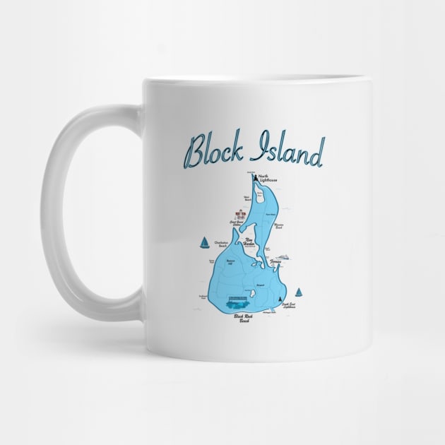 Block Island Map- Rhode Island by ACGraphics